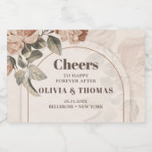 トレンディーテラコッタ花セージ茶色のウエアーチ スパークリングワインラベル (シングルラベル)