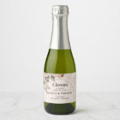 トレンディーテラコッタ花セージ茶色のウエアーチ スパークリングワインラベル (正面)