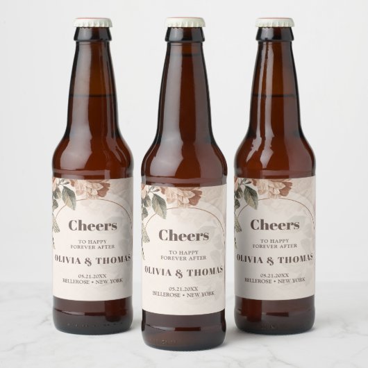 トレンディーテラコッタ花セージ茶色のウエアーチ ビールラベル (ボトル)