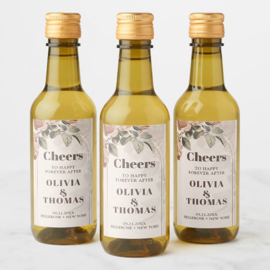 トレンディーテラコッタ花セージ茶色のウエアーチ ワインラベル (ボトル)