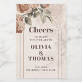 トレンディーテラコッタ花セージ茶色のウエアーチ ワインラベル (シングルラベル)