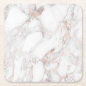 トレンディーテンプレートエレガントバラ金ゴールド白大理石 スクエアペーパーコースター (正面)