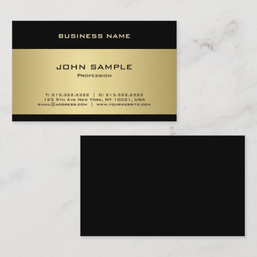 トレンディーテンプレートエレガント金ゴールドプロフェッショナルモダン 名刺 (正面/裏面)