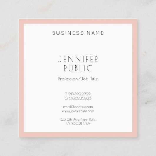 トレンディーテンプレートモダンミニマルデザインエレガント スクエア名刺 (裏面)