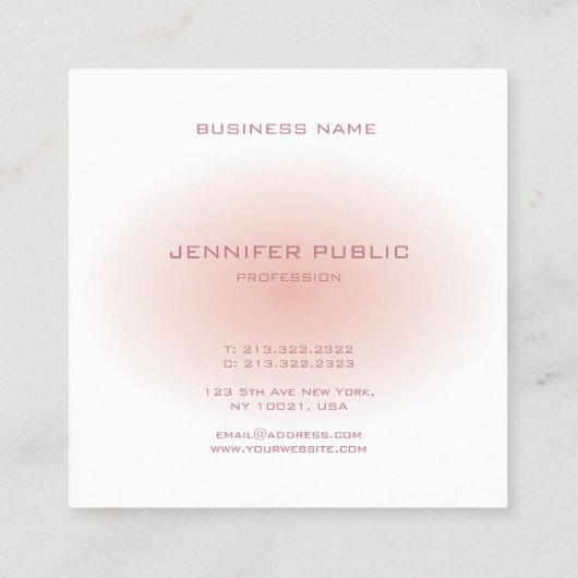 トレンディーテンプレート赤面ピンクホワイトモノグラモダンム スクエア名刺 (裏面)