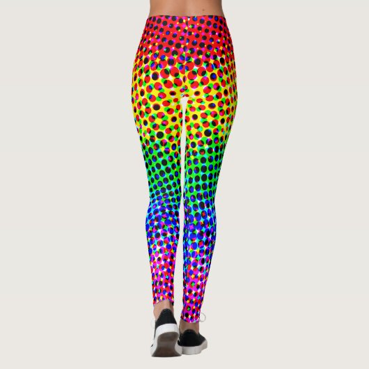 トレンディーディスコ虹色グラデーションピクセルパーティー レギンス (裏面)