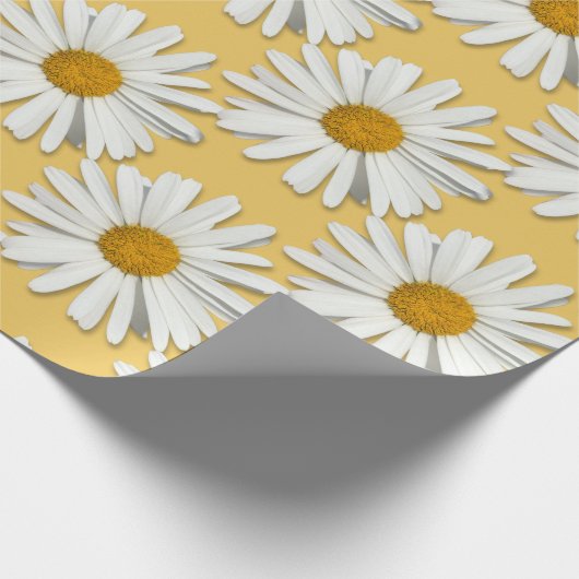 トレンディーデイジーフラワーブロッサムフローラファッション黄色 ラッピングペーパー (角)
