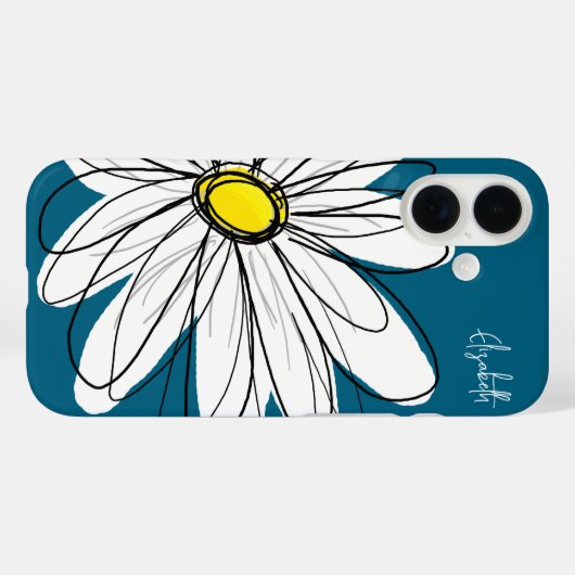 トレンディーデイジーフローライラストレーションブルーとイエロー Case-Mate iPhoneケース (裏面 (横))