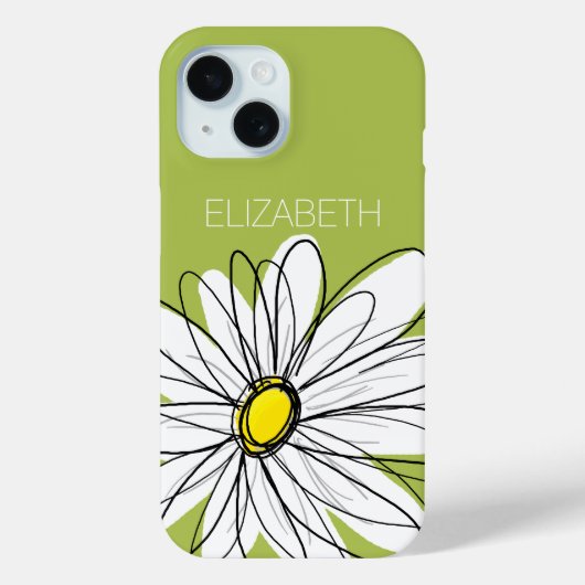 トレンディーデイジーフローライラストレーションライムグリーン Case-Mate iPhoneケース (裏面)