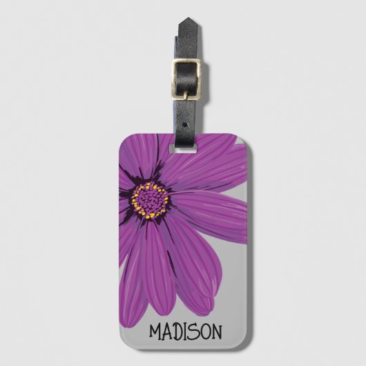 トレンディーデイジーフローライラストレーション名前をカスタムする ラゲッジタグ (正面縦)