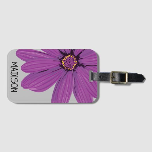 トレンディーデイジーフローライラストレーション名前をカスタムする ラゲッジタグ (正面横)
