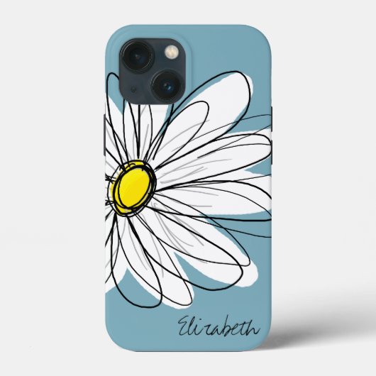 トレンディーデイジーフローライラストレーション名前をカスタムする Case-Mate iPhoneケース (裏面)