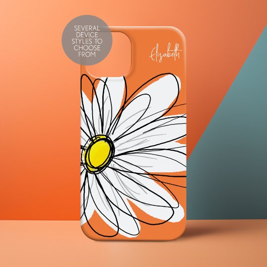 トレンディーデイジーフローライラストレーション – オレンジ色 Case-Mate iPhoneケース