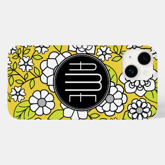 トレンディーデイジーフローライラストレーション – グレーと黄色 Case-Mate iPhoneケース (裏面 (横))