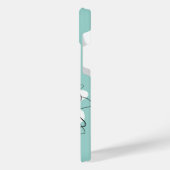 トレンディーデイジーフローライラストレーション-ティール(緑がかった色)黄 iPhoneケース (左側面)