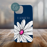 トレンディーデイジーフローライラストレーション – ネイビーピンク iPhone 15ケース<br><div class="desc">禅とヒバお洒落スターの芸術作品。名前、モノグラムまたは他の文字を追加でカスタムきる。変更をもし行うには、アクリックートをのまわりにボタンに移す必要カスタマイズがある。</div>