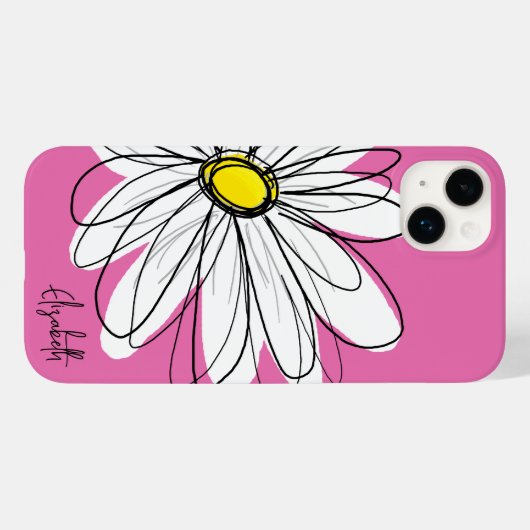 トレンディーデイジーフローライラストレーション – ピンクイエロー Case-Mate iPhoneケース (裏面 (横))