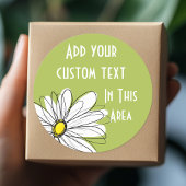 トレンディーデイジーフローライラストレーション-ライムと黄色 ラウンドシール