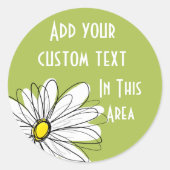 トレンディーデイジーフローライラストレーション-ライムと黄色 ラウンドシール (正面)