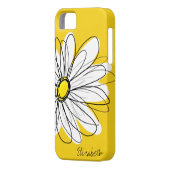 トレンディーデイジーフローライラストレーション – 黒と黄色 Case-Mate iPhoneケース (裏面左)