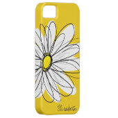 トレンディーデイジーフローライラストレーション – 黒と黄色 Case-Mate iPhoneケース (裏面/右)