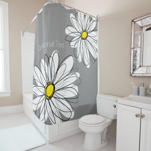 トレンディーデイジー黄色Uは背景色を変更できる シャワーカーテン (インサイチュ)