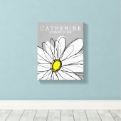 トレンディーデイジー(灰色と黄色) キャンバスプリント (インサイチュ (ウッドフロア))