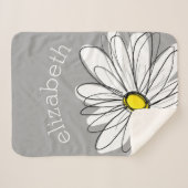 トレンディーデイジー（灰色と黄色） シェルパブランケット (正面(横))