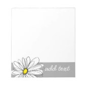 トレンディーデイジー（灰色と黄色） ノートパッド (正面)