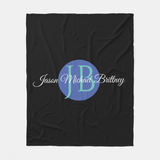 トレンディーデザインパーソナライズkidの名前&モノグラム フリースブランケット (正面)