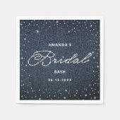 トレンディーデニムダイアモンドエレガントブライダルシャワーカスタム スタンダードカクテルナプキン (正面)