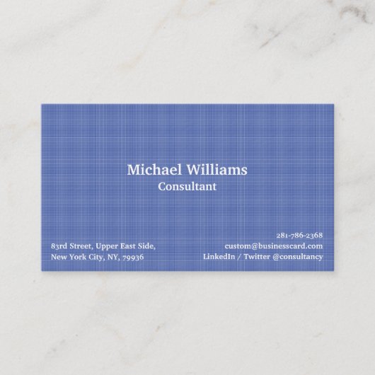 トレンディーデニムブルー市松模様にパターンモダンエレガントン 名刺 (正面)