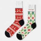 トレンディートナカイオーナメントパターンの不一致 ソックス (左)