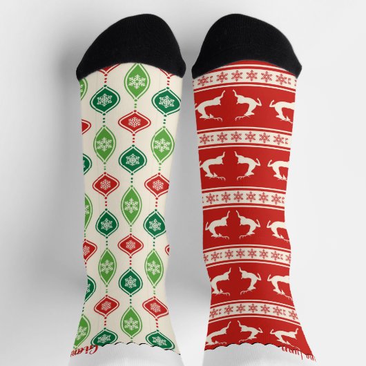 トレンディートナカイオーナメントパターンの不一致 ソックス (上部)