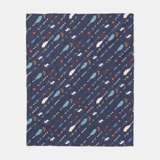 トレンディートライバルマウス&フェザードアローパーソナライズされた フリースブランケット (正面)