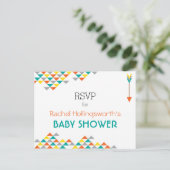 トレンディートライバル&アローベイビーシャワーRSVPはがき インビテーションポストカード (スタンド正面)