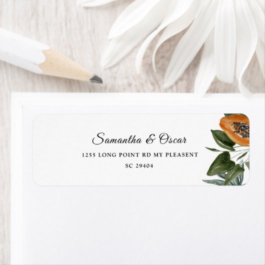 トレンディートロピカルウォーターカラーグリーン葉 ラベル (インサイチュ)