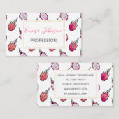 トレンディートロピカルドラゴンフルーツハーフホワイトパターン 名刺 (正面/裏面)