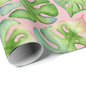 トレンディートロピカーナウォーターカラーモンステラ&パーム葉ズ ラッピングペーパー (ロールコーナー)