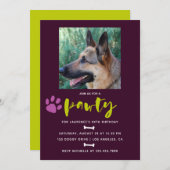 トレンディードッグまたは子犬の誕生日パーティーの写真招待状 招待状 (正面/裏面)