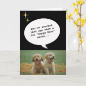 トレンディードッグハッピーアワーゲッチオールドおもしろい誕生日 カード (黄色い花)