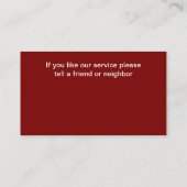 トレンディードッグ&キャットシッターのサービス 名刺 (裏面)