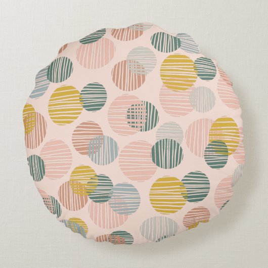 トレンディードットパターンのラッピング紙 ラウンドクッション (裏面)