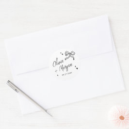 トレンディードードルスクリプトリ結婚ボン ラウンドシール