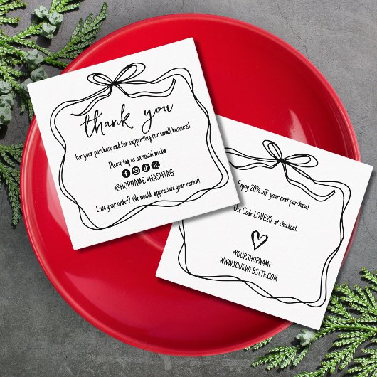 トレンディードードルボウリボン小規模企業ありがとう スクエア名刺