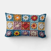 トレンディーニットグラニースクエアカラフルフローラルパターン ランバークッション (裏面)