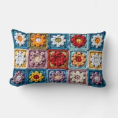 トレンディーニットグラニースクエアカラフルフローラルパターン ランバークッション (正面)