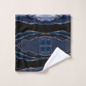 トレンディーネイビカスタムーブルーアゲートバラ金ゴールドグリッター バスタオルセット (ウォッシュタオル)