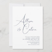 トレンディーネイビーとホワイト結婚式招待状 招待状 (正面)