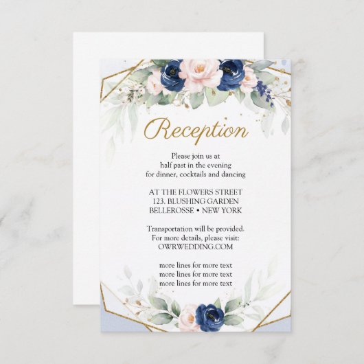 トレンディーネイビーと赤面フローラFsuc金ゴールド披露宴 エンクロージャーカード (正面/裏面)